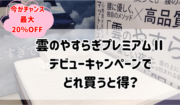 雲のやすらぎプレミアムⅡデビューキャンペーンでどれを買うと得？